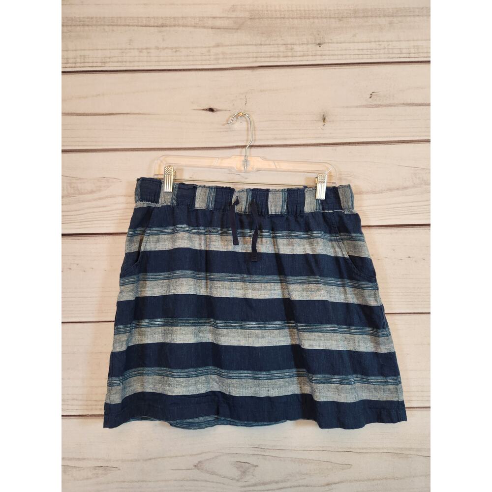 Patagonia Women's Blue Gray‎ Striped Mini Skirt with Elastic/Drawstring Waist M